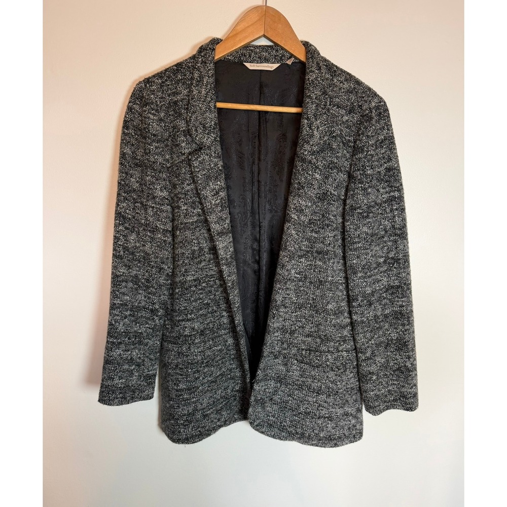 Soft Surroundings Black White Marled Knit Open Blazer Petite Career Capsule